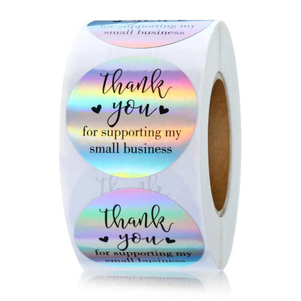 500PCS/Roll 1.5 Inch Wholesale Hot Sell Laser Thank You Sticker for Supporting My Small Business Custom logo Label