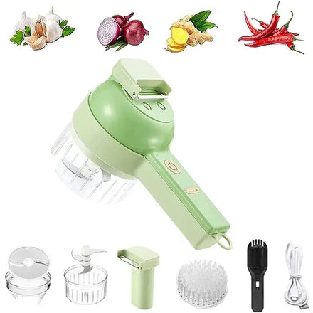 4 in 1 Portable Electric Vegetable Cutter Set Small Vegetable Chopper Durable Kitchen Mini Electric Food Vegetable Cutter