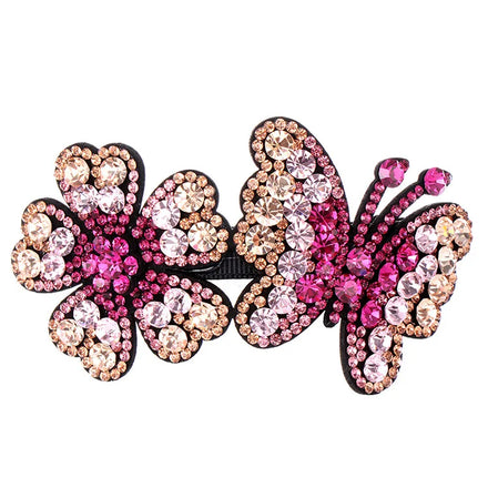 HX-199 Luxury Rhinestone Pressure Hairclip Flower Design Elegant Lady Party Hair Decoration Ponytail Clip