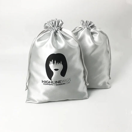 Custom Logo Soft Silk Drawstring Hair Wig Jewelry Packing Satin Bag