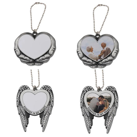 Handheld Love Pendant Christmas Decorations Sublimation Blank Car Hanging Ornament for Tree & Ball Decorations