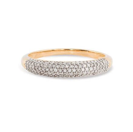 925 Sterling Silver Fashion Wedding 18k Gold Rhodium Pave Zirconia Dome Ring Women