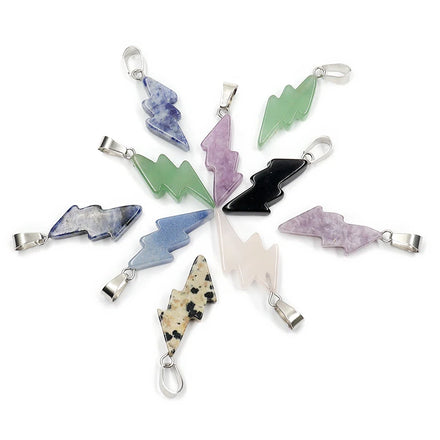 Natural Lightning Pendant Mini Stone Necklace Wholesale Healing Crystal Charms for Jewelry Making Craft Supplies