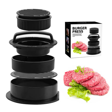 Kitchen Gadgets 3 in 1 Non-Stick Manual Meat Patty Mold Burger Press Hamburger Maker with 100ps Burger Paper
