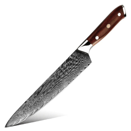Grandsharp 9.5 Inch Japanese 67 Layers Damascus Carbon Stainless Steel Kitchen Knife Gyuto Chef Knife with Rose Wood Handle