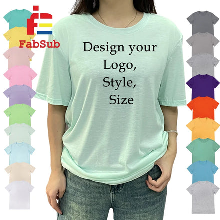 New 100% Polyester Cotton Feel Sublimation Polyester T-shirt Custom Printing Sublimation Pastel Color T-shirt in China