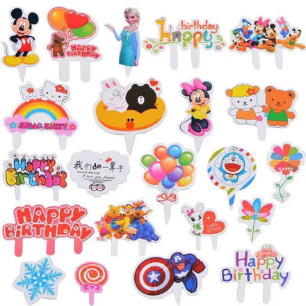 Parpty Supplies Paper Cartoon Birthday Cupcake Toppers Cake Decoration