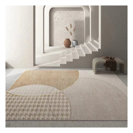 R STAR Nordic-Style Simple Luxury Boho Handmade Square Polyester Carpet Customized Size Machine-Washable Cushioned Non-Slip