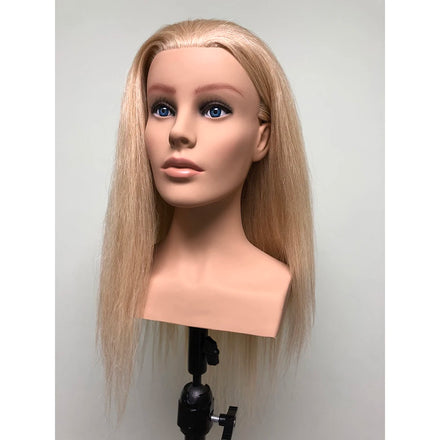 22 Inch Human Hair Training Head Europe Face Hairdresser Shoulder Mannequin Head With Hair