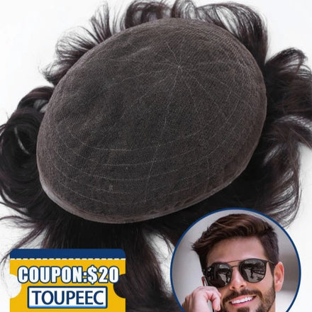 Hot Selling Products 2024 Full Lace Human Hair Replacement Systems Toupee Natural Black Remy Human Hair Male Toupee Hair Pieces