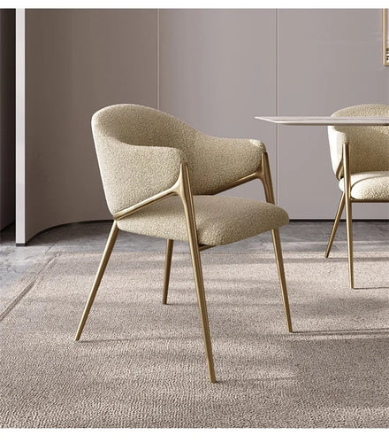Modern Light Luxury Fashion Flannel Dining Chair for Apartment Living Rooms