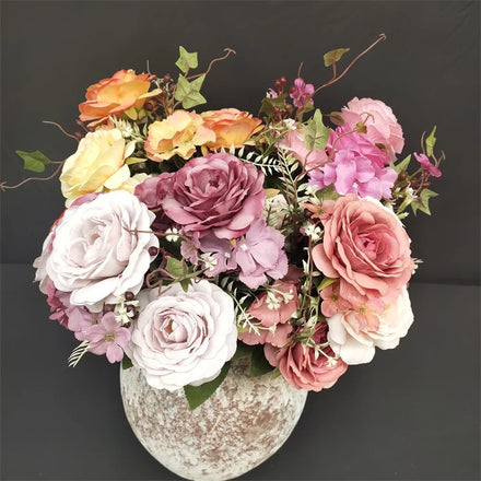 Centerpiece Flower 11 Forks of Two-colored Camellia Roses Decoration Mariage Artificial Flowers Decorative