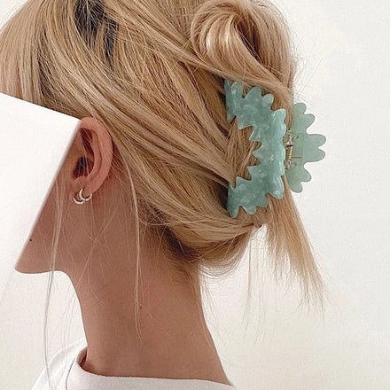 New Vintage Multicolor Irregular Semicircle Wave Flowers Hair Shark Clips Headwear Hairpin for Women Acetate Hair Claw