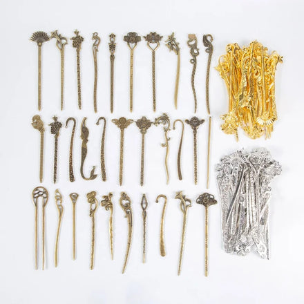 Chinese Style Hair Pins Gold Chopstick Accessories Buns Metal Long Hair Chop Stick Hairpin Retro Hair Forks for Women Girls