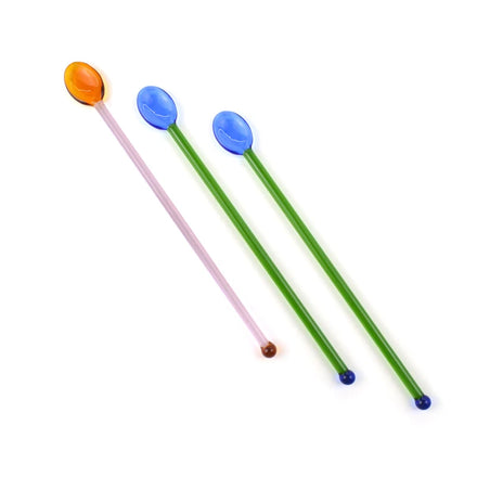 Hot Selling Wholesale Price 14.5cm or Custom Length Colored Glass Spoon for Coffee Stirring 2023 Winning Products
