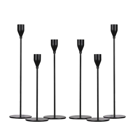 Elegant Tall Decorative Black Metal Bougeoir Candlestick Holder for Wedding Table Centerpiece Event Reception Hotel Banquet