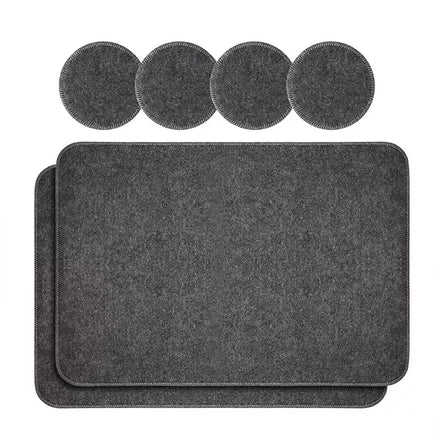 Felt Placemats Durable Material Easy-Cleaning Felt Rectangle Placemats Set with 4 coaster