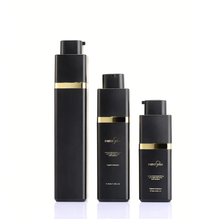 TINDA Black Square 50ml 30ml 15ml Recyclable Rotary Skincare Jars & Bottles Airless Pump Sprayer Lotion Cream PET/PP Packaging