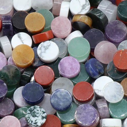 16-20mm Mini Small Cute Natural Stone Thick Round Disc Assorted Relief Pocket Gemstone Disc for Home Decor Crystal Ornament Gift