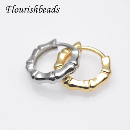 Li Wan Plaza Wholesale Jewelry Market Silver Gold Plated Round Bamboo Design Hoop Earrings for Women Girl
