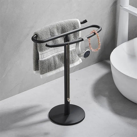 Bathroom Stainless Steel Towel Bar Free Standing Household Kitchen Hand Countertop Black Towel Rack Stand Hand Towel Holder Set