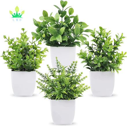 4 Packs Plants Mini Artificial Greenery Potted Plants for Home Decor Indoor Office Table Room Farmhouse