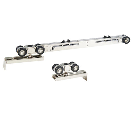Modern Apartment Door Track Rail Soft Close Hardware Roller Sliding System Nickel Finish 150kg Capacity