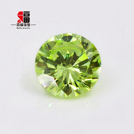Baifu 4A 5A Peridot CZ Loose Stones Round Brilliant Cut 1.0-3.0mm Cubic Zirconia Wholesale Price