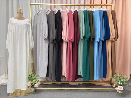 Dubai Malaysia Daily Elastic Jilbab Burqa Traditional Wear Large Solid Loose Comfortable Robe Islamic Muslim Clothing Abaya