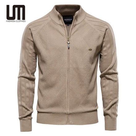 OEM Cheap Good Quality New Winter Mens Solid Color Cardigan Zipper Cotton Basic Knitted Sweaters