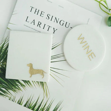 Hot Sale New Design Engraving Drink White Marble Coasters