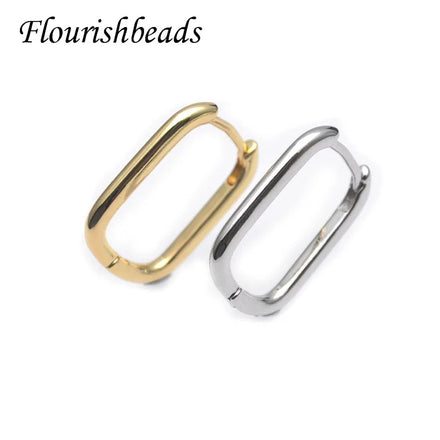 Li Wan Plaza Wholesale Jewelry Market Silver Gold Plated Geometric Rectangle Hoop Earrings for Women Girl