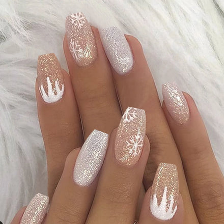 2025 New Hot Snowflake Full Cover ABS Press on Nails Ready to Wear Pre-designed Design for Women