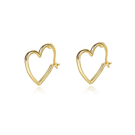 Daidan Girls Earrings Jewelry Ladies Fashion Gold Plated Huggie Sterling Silver Hoop Heart Hoop Earrings