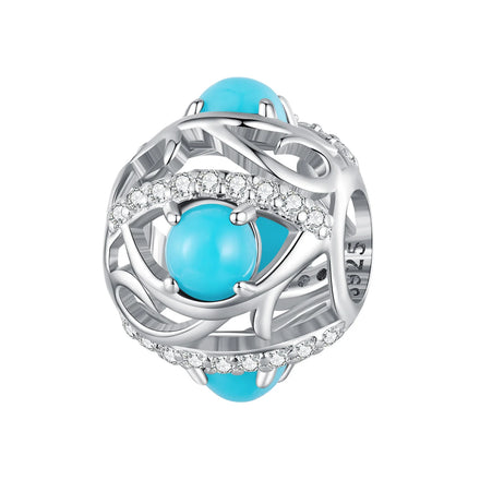 925 Sterling Silver Blue Turquoise Space Beads Devil's Eye Charms Fit Bracelet DIY Necklace Jewelry Wedding Gift BSC755
