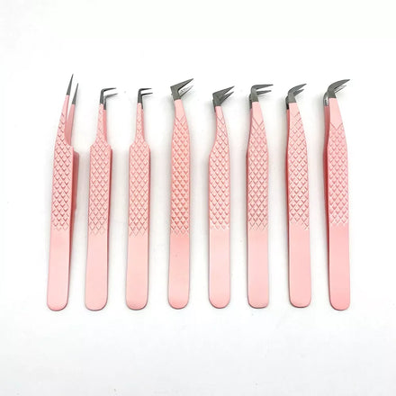 Private logo Wholesale Fiber Tip Lash Tweezers Custom Colors Easy to Pick 90 Degree Eyelash Extension Tweezers