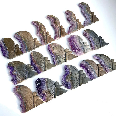 Wholesale Hand-carved Natural Quartz Amethyst Butterfly Fairy for Healing Stones Decoration