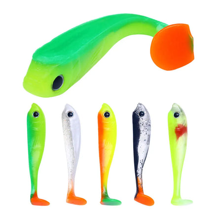 65mm 3g 5pcs/bag Soft Lures Fishing for Saltwater and Freshwater T Tail Swimbait Soft Bait Lure for Freshwater and Saltwater