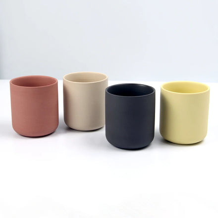 Custom Nordic Cylinder Small Luxury Decorative Matte Color Empty Geometric Ceramic Candle Vessel Candle Jar