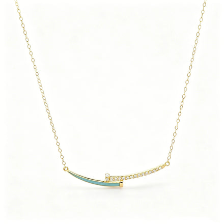 Designer 18K Real Gold Smile Nail Bar Chokers Necklace Women CZ Diamond Pendant Necklace Minimalist Dainty Chain Fine Jewelry