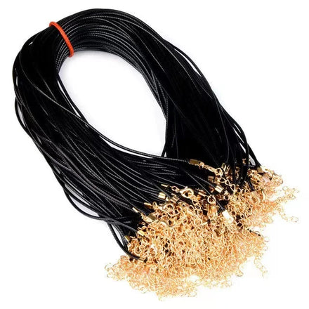 Gold Leather Rope Chain Obster Clasp Wax Line Leather Cord Jewelry Accessories Gemstone Pendant Necklace Chain Rope