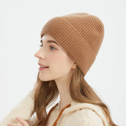 Custom Designer Women Knitted Warm Wool 100% Pure Wool Beanie Hats