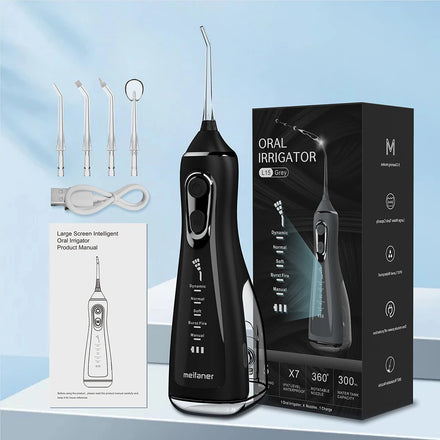 Portable Oral Irrigator Digital Screen 5 Modes Type-C Rechargeable Cordless Water Flosser