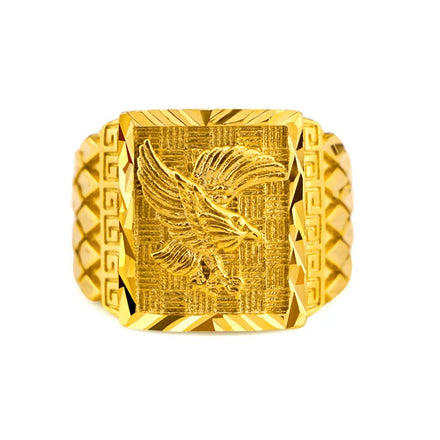 Wholesale Fashion Chic Alloy Copper Brass 24k Gold Color Eagle Charm Finger Ring Jewelry Men