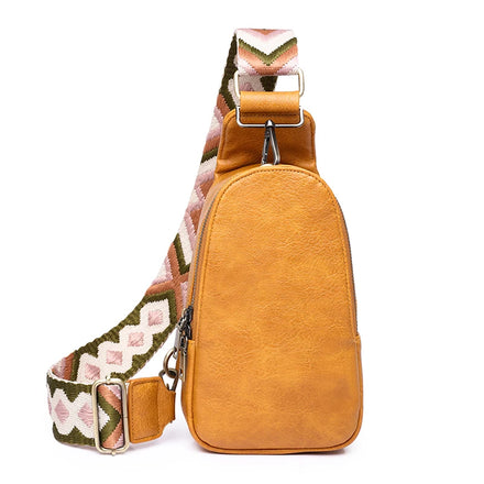 Custom Designer Fashion Sling Chest Guitar Strap Crossbody Bag Women's Waterproof Vegan Vintage Pu Leather Messenger Bag
