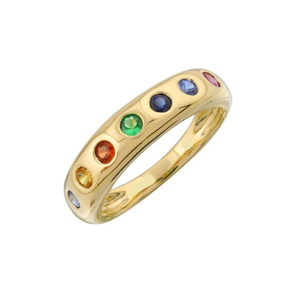 Newest Arrived Classic Rainbow Band Multi Color Stones Stacking Fashion Ring Jewelry for Girls 925 Sterling Silver Party Wedding