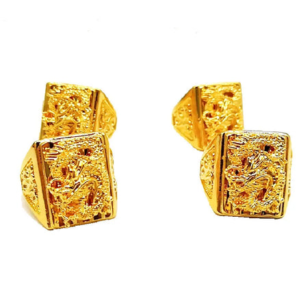 Wholesale Men Copper Alloy 24k Gold Color Dragon Charm Finger Ring Jewelry Open Cuff Resizable