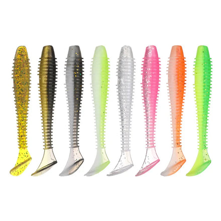 Hot Sale Double Color Shad 5.5cm 6.5cm 7cm 1.3g 2.2g 3.2g Fishing TPR PVC Material Worm Plastic Soft Fishing Swim Bait Lure