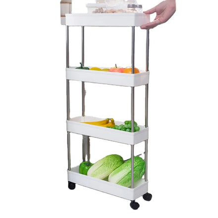 Hot Sale Space Saving 13cm 4 Layer Standing Plastic Multifunction Easy Assembly Storage Vegetables Fruit Rack Department Stores