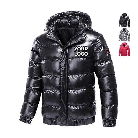Winter Puffer Shiny Bubble Jackets Custom logo Glossy Bubble Coats for Men